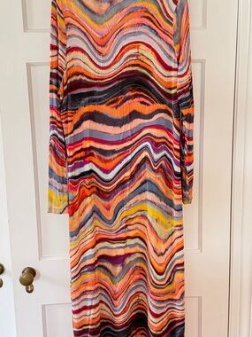 Marie Oliver Wave-Stripe Multicolor Maxi Dress